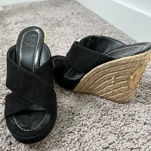 Tory Burch black high heel sandal-size 5 1/2- excellent condition- like new